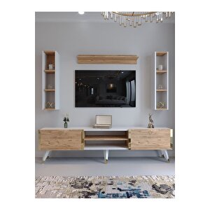 Festival Tv Ünitesi G3009-6-1 Beyaz Atlanti̇k Si̇lver Color Tv Sehpası Ve Duvar Rafı