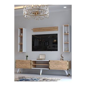 Festival Tv Ünitesi G3009-6-1 Beyaz Atlanti̇k Si̇lver Color Tv Sehpası Ve Duvar Rafı