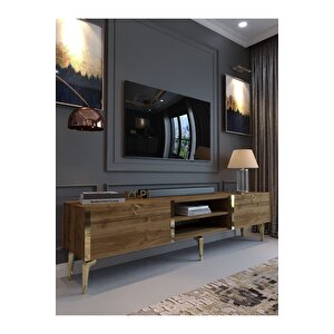 Festival Tv Sehpası G3830-2-y1-p1 Ceviz Gold Metal Kulp
