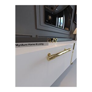 Festival Tv Sehpası G3817-1-y1-d2 Beyaz Gold Metal Kulp