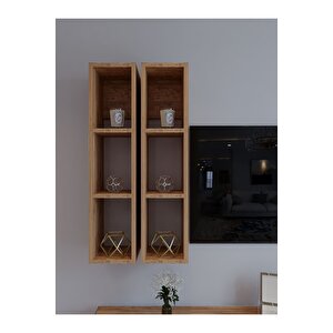 Tv Ünitesi G3001-6 Atlanti̇k Gold Color Tv Sehpası Ve Duvar Rafı