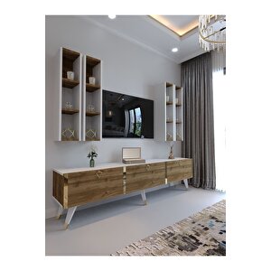 Festival Tv Ünitesi G3002-2-1 Cevi̇z Beyaz  - Color Gold Tv Sehpası Ve Duvar Rafı