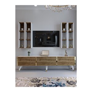 Festival Tv Ünitesi G3002-2-1 Cevi̇z Beyaz  - Color Gold Tv Sehpası Ve Duvar Rafı