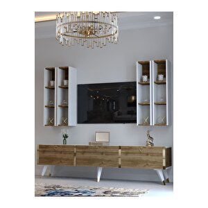 Festival Tv Ünitesi G3002-2-1 Cevi̇z Beyaz  - Color Gold Tv Sehpası Ve Duvar Rafı