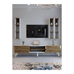 Festival Tv Ünitesi G3006-2-1 Cevi̇z Beyaz  - Color Gold Tv Sehpası Ve Duvar Rafı