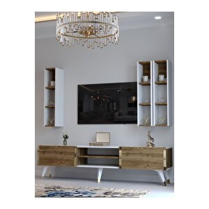 Festival Tv Ünitesi G3006-2-1 Cevi̇z Beyaz  - Color Gold Tv Sehpası Ve Duvar Rafı