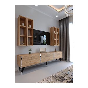 Festival Tv Ünitesi S3002-6 Atlanti̇k Si̇lver Color Tv Sehpası Ve Duvar Rafı