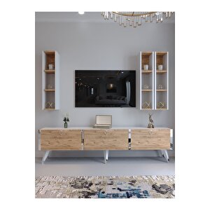 Festival Tv Ünitesi S3007-6-1 Beyaz Atlanti̇k Si̇lver Color Tv Sehpası Ve Duvar Rafı