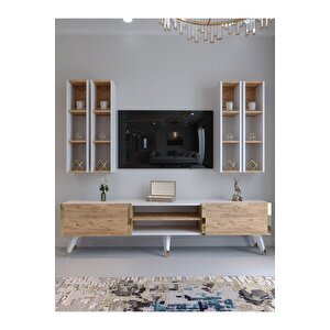 Tv Ünitesi G3001-6-1 Beyaz Atlanti̇k Tv Sehpası Ve Duvar Rafı