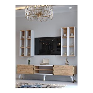 Tv Ünitesi G3001-6-1 Beyaz Atlanti̇k Tv Sehpası Ve Duvar Rafı