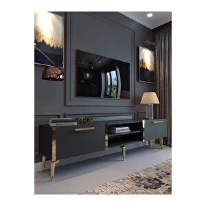 Festival Tv Sehpası G3830-4-y1-d2 Antrasit Gold Metal Kulp