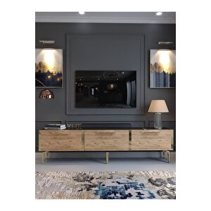 Festival Tv Sehpası G3817-4-6-y1-d2 Ant. Çam Gold Metal Kulp