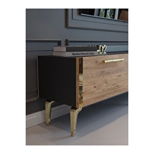 Festival Tv Sehpası G3817-4-6-y1-d2 Ant. Çam Gold Metal Kulp