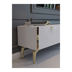 Festival Tv Sehpası G3830-1-y1-p1 Beyaz Gold Metal Kulp
