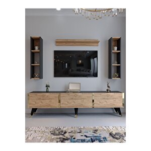 Festival Tv Ünitesi G3008-4-6 Ant. A. Çam - Color Gold Tv Sehpası Ve Duvar Rafı