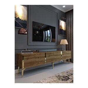 Festival Tv Sehpası G3817-2-y1-p1 Ceviz Gold Metal Kulp