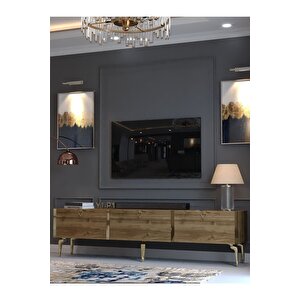 Festival Tv Sehpası G3817-2-y1-p1 Ceviz Gold Metal Kulp