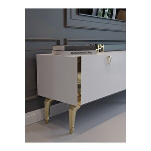 Festival Tv Sehpası G3817-1-y1-p1 Beyaz Gold Metal Kulp