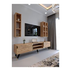 Festival Tv Ünitesi G3006-6 Atlanti̇k Gold Color Tv Sehpası Ve Duvar Rafı