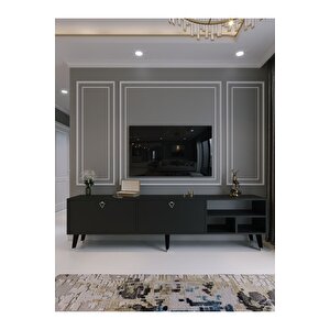 Festival Tv Ünitesi S6501-4 Antrasit Silver Detaylı Minifiks Bağlantı Tv Sehpası