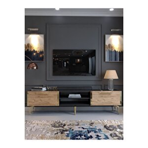 Festival Tv Sehpası G3830-4-6-y1-d2 Ant. Çam Gold Metal Kulp