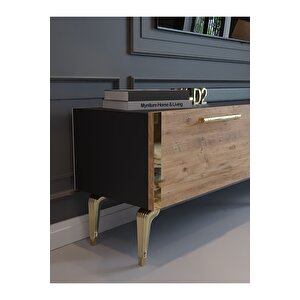 Festival Tv Sehpası G3830-4-6-y1-d2 Ant. Çam Gold Metal Kulp