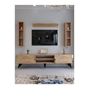 Tv Ünitesi G3009-6 Atlanti̇k Gold Color Tv Sehpası Ve Duvar Rafı