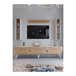 Festival Tv Ünitesi S3008-6-1 Beyaz Atlanti̇k Si̇lver Color Tv Sehpası Ve Duvar Rafı