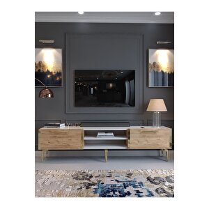Festival Tv Sehpası G3830-1-6-y1-d2 Beyaz Çam Gold Metal Kulp