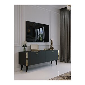 Festival Tv Sehpası G6305-4 Antrasit Gold Detaylı Minifiks Bağlantı Tv Ünitesi