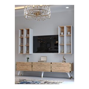 Festival Tv Ünitesi G3002-6-1 Beyaz Atlanti̇k Si̇lver Color Tv Sehpası Ve Duvar Rafı