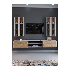 Festival Tv Ünitesi S13001-1-6 Beyaz Atlantik Çam Silver Duvara Monte Tv Sehpası
