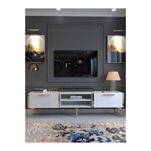 Festival Tv Sehpası G3830-1-y1-d2 Beyaz Gold Metal Kulp