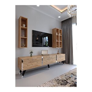 Festival Tv Ünitesi S3007-6 Atlanti̇k Si̇lver Color Tv Sehpası Ve Duvar Rafı