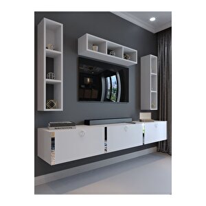 Festival Tv Ünitesi S13007-1 Beyaz Parlak Silver Duvara Monte Tv Sehpası