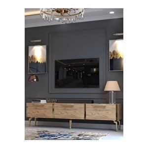 Festival Tv Sehpası G3817-6-y1-d2 Çam Gold Metal Kulp
