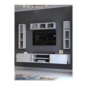 Festival Tv Ünitesi S13006-1 Beyaz Parlak Silver Duvara Monte Tv Sehpası