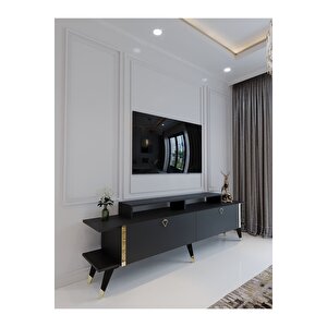 Festival Tv Ünitesi G3012-4 Antrasit Gold Detaylı Minifiks Bağlantı Tv Sehpası