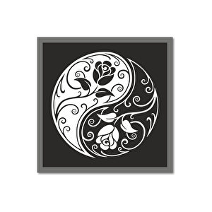 El Yapımı Ahşap Üç Boyutlu Floral Yin Ile Yang Tablo