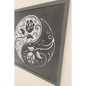 El Yapımı Ahşap Üç Boyutlu Floral Yin Ile Yang Tablo