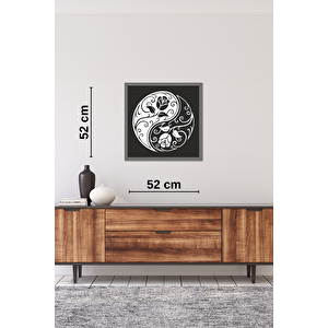 El Yapımı Ahşap Üç Boyutlu Floral Yin Ile Yang Tablo