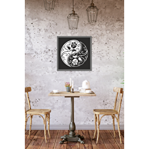 El Yapımı Ahşap Üç Boyutlu Floral Yin Ile Yang Tablo