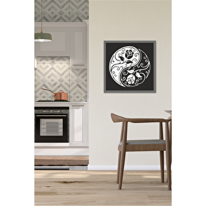 El Yapımı Ahşap Üç Boyutlu Floral Yin Ile Yang Tablo