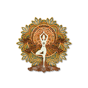 El Yapımı Üç Boyutlu Ahşap Mandala Yoga Odası Duvar Dekoru