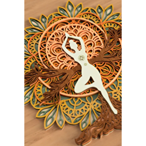 El Yapımı Üç Boyutlu Ahşap Mandala Yoga Odası Duvar Dekoru