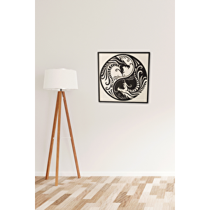 El Yapımı Ahşap Üç Boyutlu Dragon Ying Yang Tablo