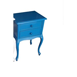 Komodin 13066 Klasik Model Kayın Aslan Ayak Çekm Mavi Lake Eskitme Kulp El Yapım