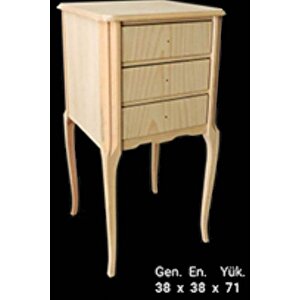 Komodin 12977 Aslan Ayak Klasik Model Ham 3 Çekmece  Ahşap Kayın Ayak El Yapım