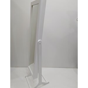 Ayna 12968 Takı Dolap Boy Ayna Ahşap Kayın Mdf Parlak Beyaz Lake Klasik El Yapım