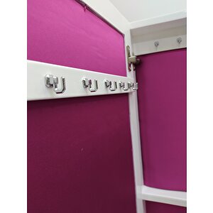 Ayna 12968 Takı Dolap Boy Ayna Ahşap Kayın Mdf Parlak Beyaz Lake Klasik El Yapım